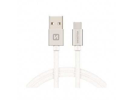 Swissten Data kabl tekstil USB na TIP C 2m srebrni