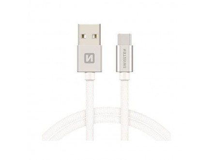 Swissten Data kabl tekstil USB na iPhone 1.2m srebrni