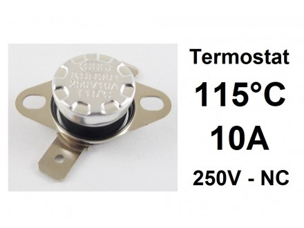 Termostat - 115°C - 10A - 250V - NC