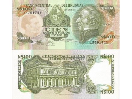 Uruguay 100 nuevos pesos 1987. UNC