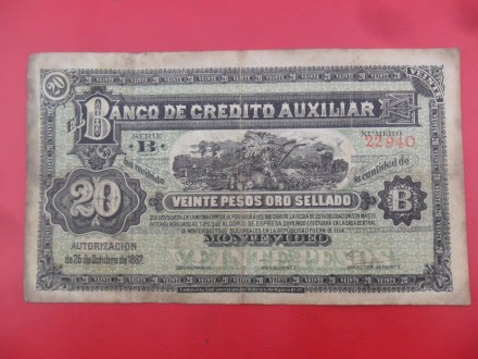 Urugvaj-Uruguay 20 Pesos 1887, P7665, eR