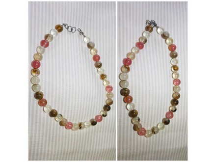 Vintage ogrlica, prirodni kamen i staklo