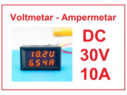 Voltmetar i Ampermetar DC 30V i 10A crveni displej
