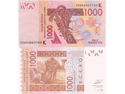 West African States 1000 francs 2023. UNC Senegal