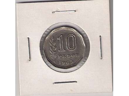 a10 Argentina 10 pesos 1963.
