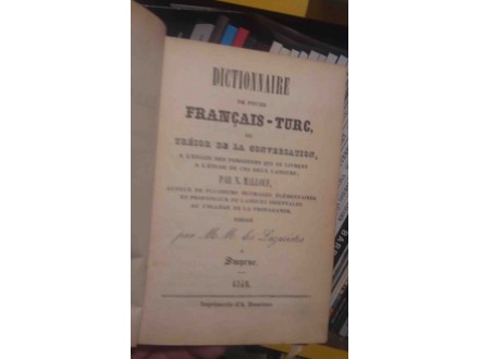 dictionnaire de poche francais - turc - 1849 - Mallouf