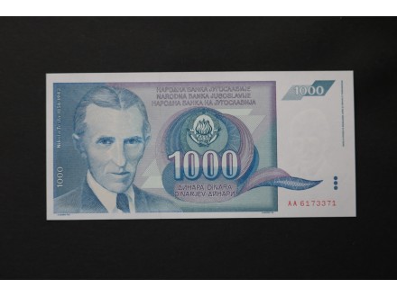 1.000 Dinara 1991.  UNC
