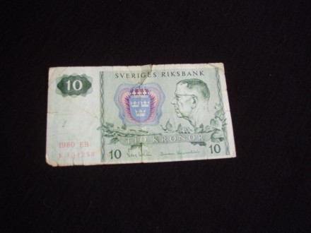 10 kruna,Svedska,1980,fine,
