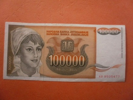 100.000 DINARA  1993.