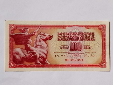 100 Dinara 1965.g - SFRJ - Šestocifrena - Konjanik -