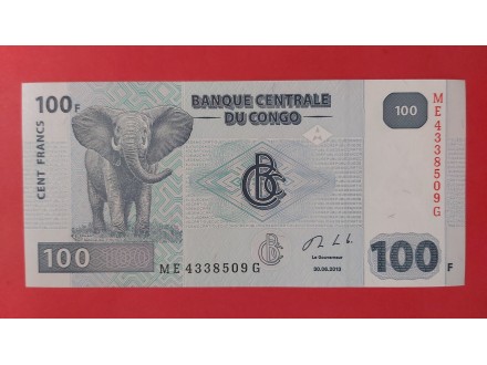 100 francs 2013 god Kongo UNC