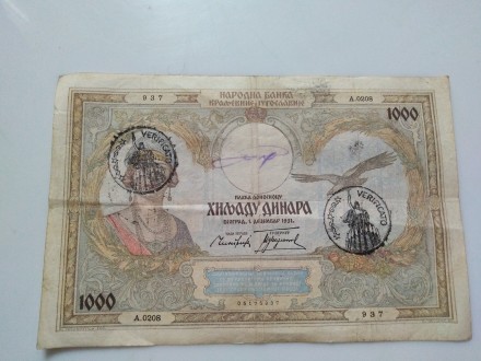 1000 dinara 1931 / 1941 Crna Gora, verificato