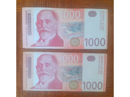 1000 dinara 2001 Mladjan Dinkic dve novcanice