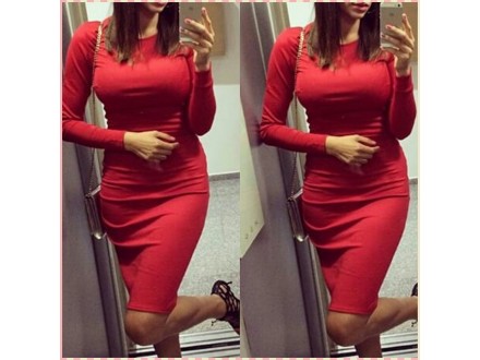 185) Prelepa crvena haljina u vise boja