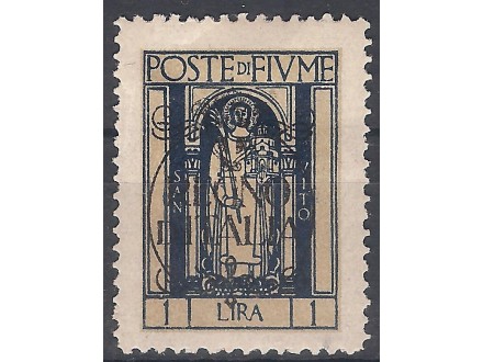 1924 - 22.febr. R.I. Rijeka sa pretiskom 1 lira MH