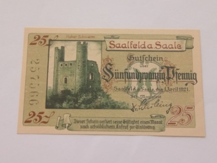 25 Pfennig 1921.g - Nemačka - LEPA -
