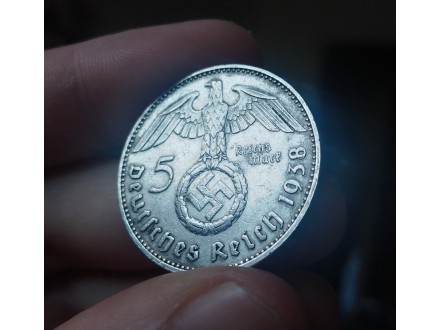 5 Reichsmark J 1938. XF