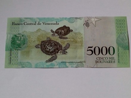5000 Bolivares 2017.godine - Venecuela-Kornjaca-ODLICNA