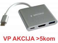 A-CM-HDMIF-05 ** Gembird TYPE-C TO HDMI + USB3.0 + PD ALUMINIUM (alt.A-CM-HDMIF-02-SG 959)