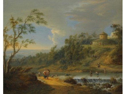 A River Landscape With Fishermen Dredging A Weir (1754)