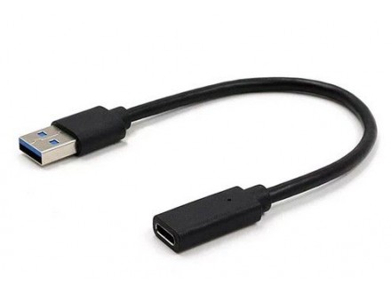 A-USB3-AMCF-01 Gembird USB 3.1 AM to Type-C female adapter cable, 10 cm, black