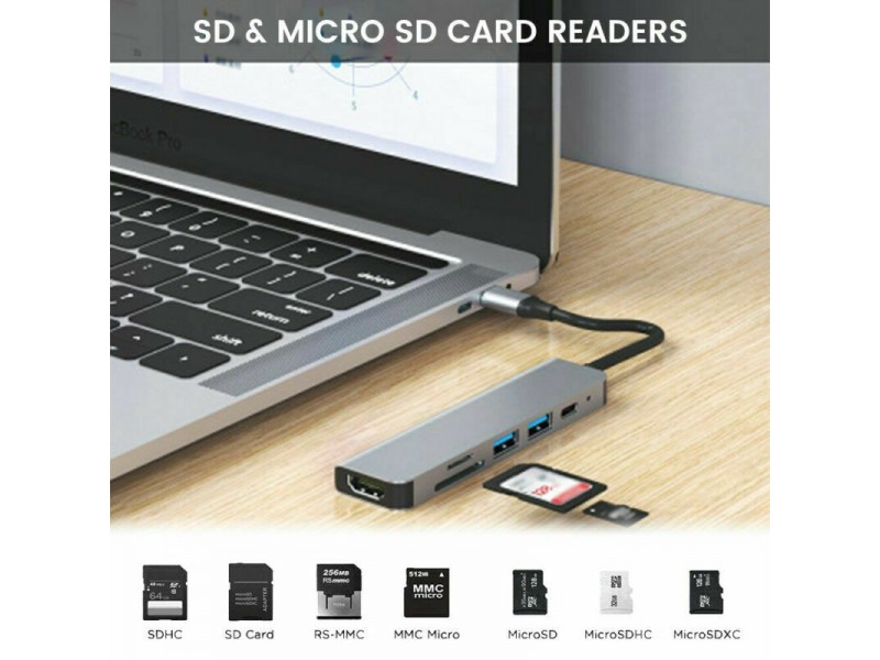 Adapter Hub USB C 6u1 za apple macbook air pro 2020/21