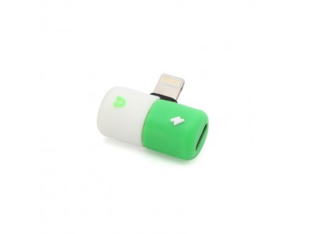 Adapter za slusalice i punjenje W1 iPhone lightning zeleni