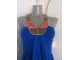 Amisu plava haljina bez ledja sa perlama 42 slika 3