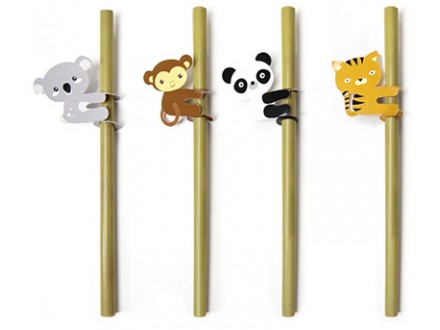 Animal Bamboo Straws, set 1/4