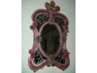 Antikno ogledalo,ram od roze stakla i ukrasa