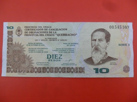 Argentina 10 Pesos 2001, v1, P8455, eR