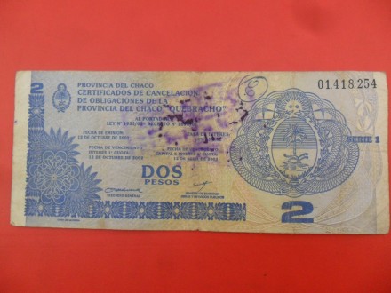 Argentina 2 Pesos 2001, P8453, eR