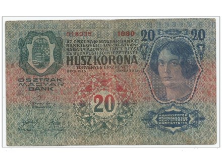Austrougarska 20 kronen korona 1913. Nije prestampana
