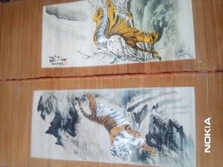 Azijska umetnosti diptih Tigrovi