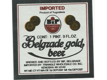 BELGRADE GOLD BEER BIP etiketa