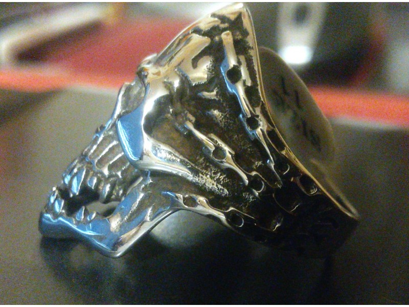 Bajkerski prsten Lobanja sa lancima od celika 21mm