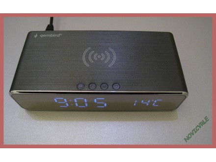 Bežični punjač za mobilni + sat / alarm / termometar