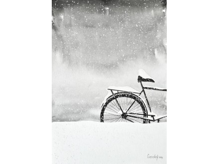 Bicikl na snegu - crtež