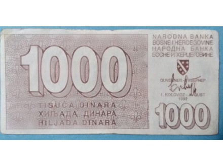 Bosna i Hercegovina 1000 dinara 1992.