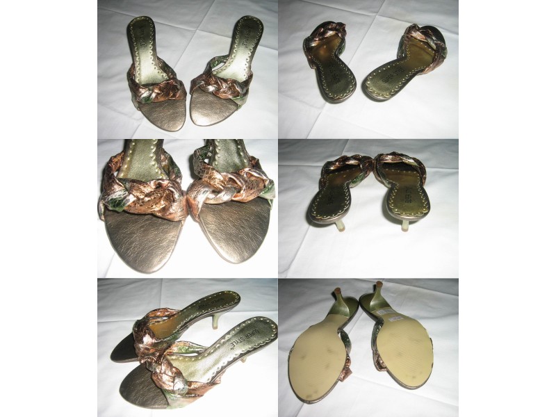 Bronza srebrne Nove papuce - mala stikla - 36/23,5cm