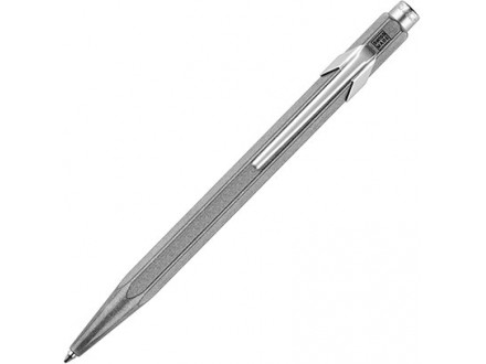 Caran d`Ache 849 Original Raw Aluminium Ballpoint Pen with Chrome Trim, Blue Ink - Caran d`Ache