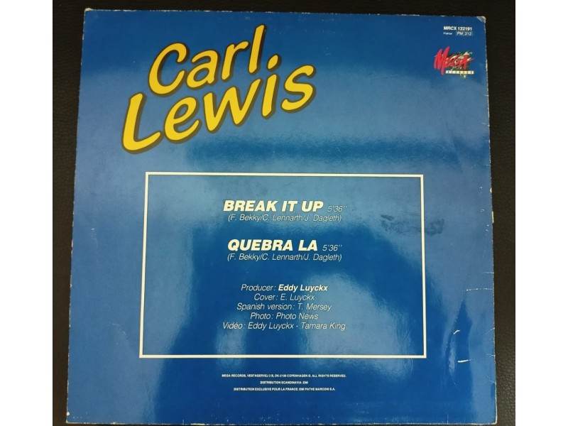 Carl Lewis - Break It Up Maxi Single(Denmark,1986)