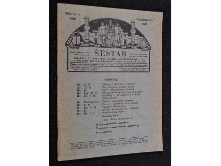 Časopis ŠESTAR Velike masonske lože iz 1935