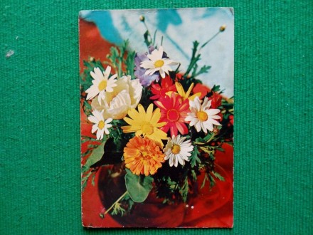 Čestitka, cvetni motiv, 1974. god.