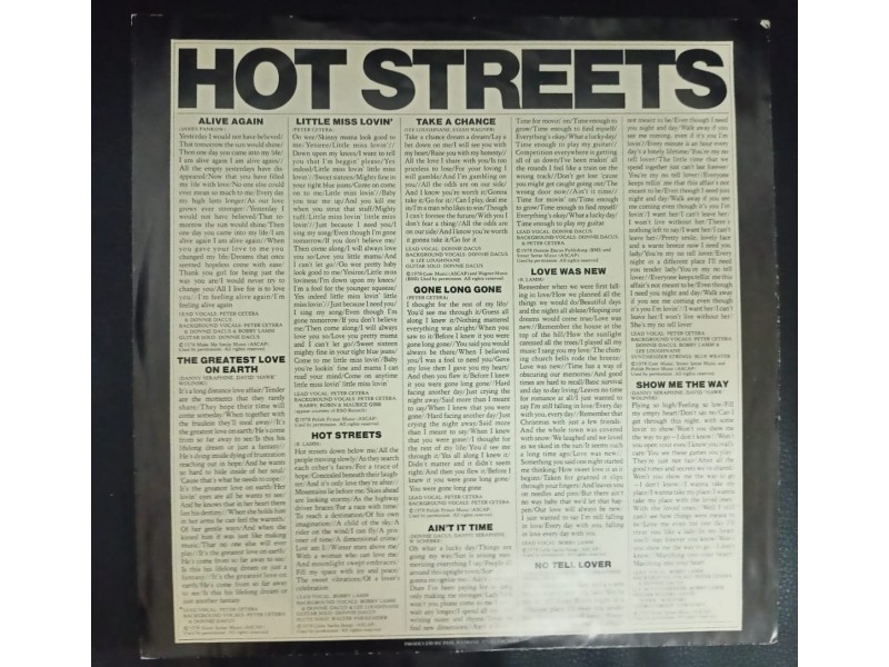 Chicago ‎– Hot Streets LP (CBS,1978)