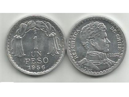 Chile 1 peso 1956. KM#179a