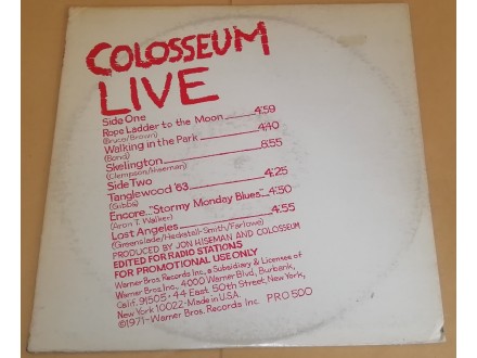 Colosseum ‎– Colosseum Live (LP), US PRESS, PROMO COPY