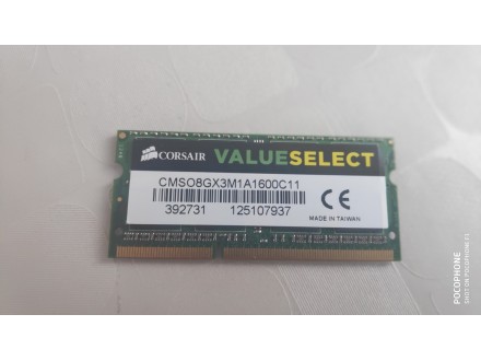 Corsair 8Gb DDR3 1600Mh memorija za laptop