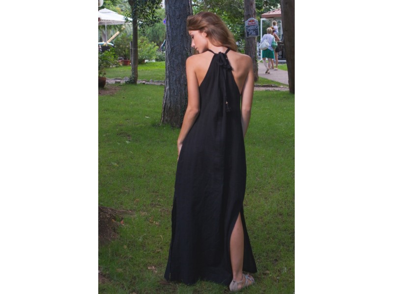 Crna duga letnja haljina heklanih detalja