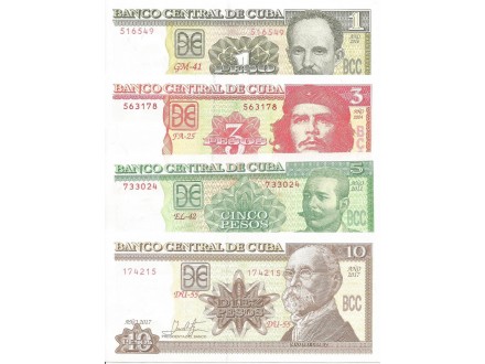 Cuba 1 - 3 - 5 - 10 pesos 2004/17. UNC set